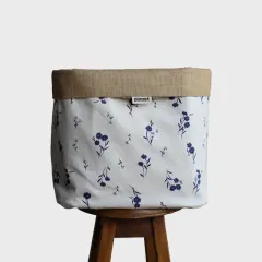 Dekoratif Organizer JuteTidyLarge Desenli-Beyaz