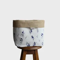 Dekoratif Organizer JuteTidyMedium Desenli-Beyaz