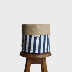 Dekoratif Saksılık JuteBloomLarge Lacivert-Beyaz