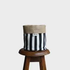 Dekoratif Saksılık JuteBloomMedium Siyah-Beyaz