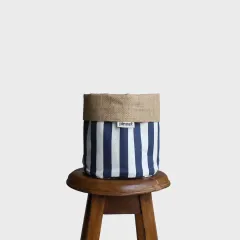 Dekoratif Saksılık JuteBloomMedium Lacivert-Beyaz