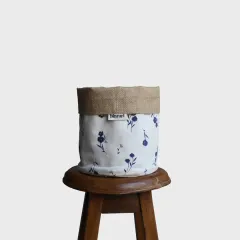 Dekoratif Saksılık JuteBloomMedium Desenli-Beyaz