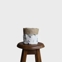 Dekoratif Saksılık JuteBloomSmall Desenli-Beyaz