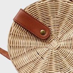 Rattané Yuvarlak El Yapımı Rattan Çanta